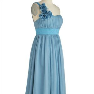 Blue Chiffon Knee-Length Dress